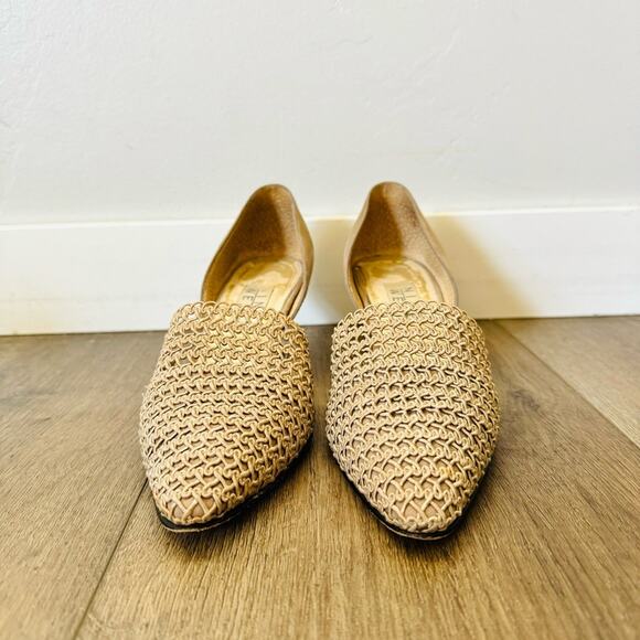 Nine West 80s vintage tan woven toe suade back Heels woman’s 8 - Picture 1 of 11